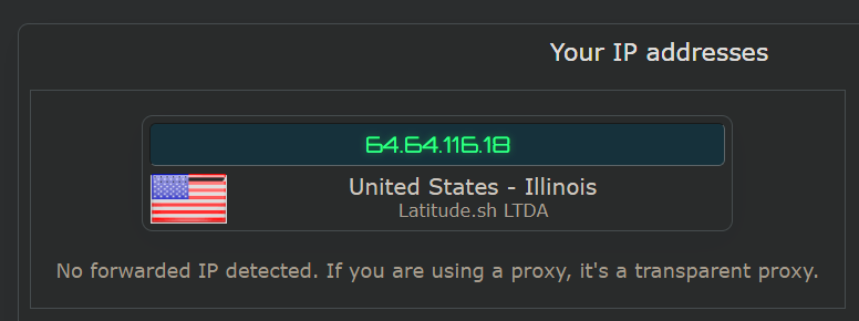 IP address check with VPN off